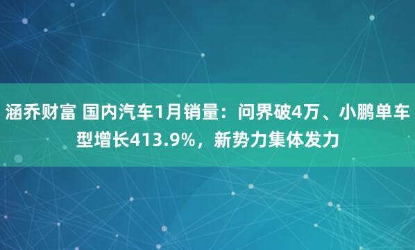 涵乔财富 国内汽车1月销量：问界破4万、小鹏单车型增长413.9%，新势力集体发力